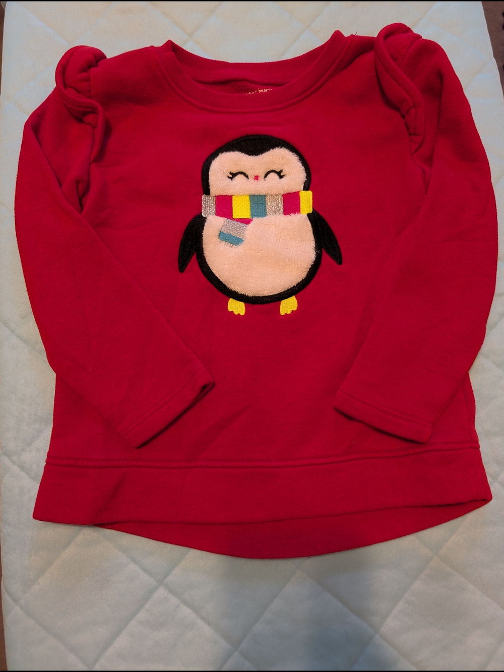 jumping beans Red Penguin Sweatshirt with Striped Scarf